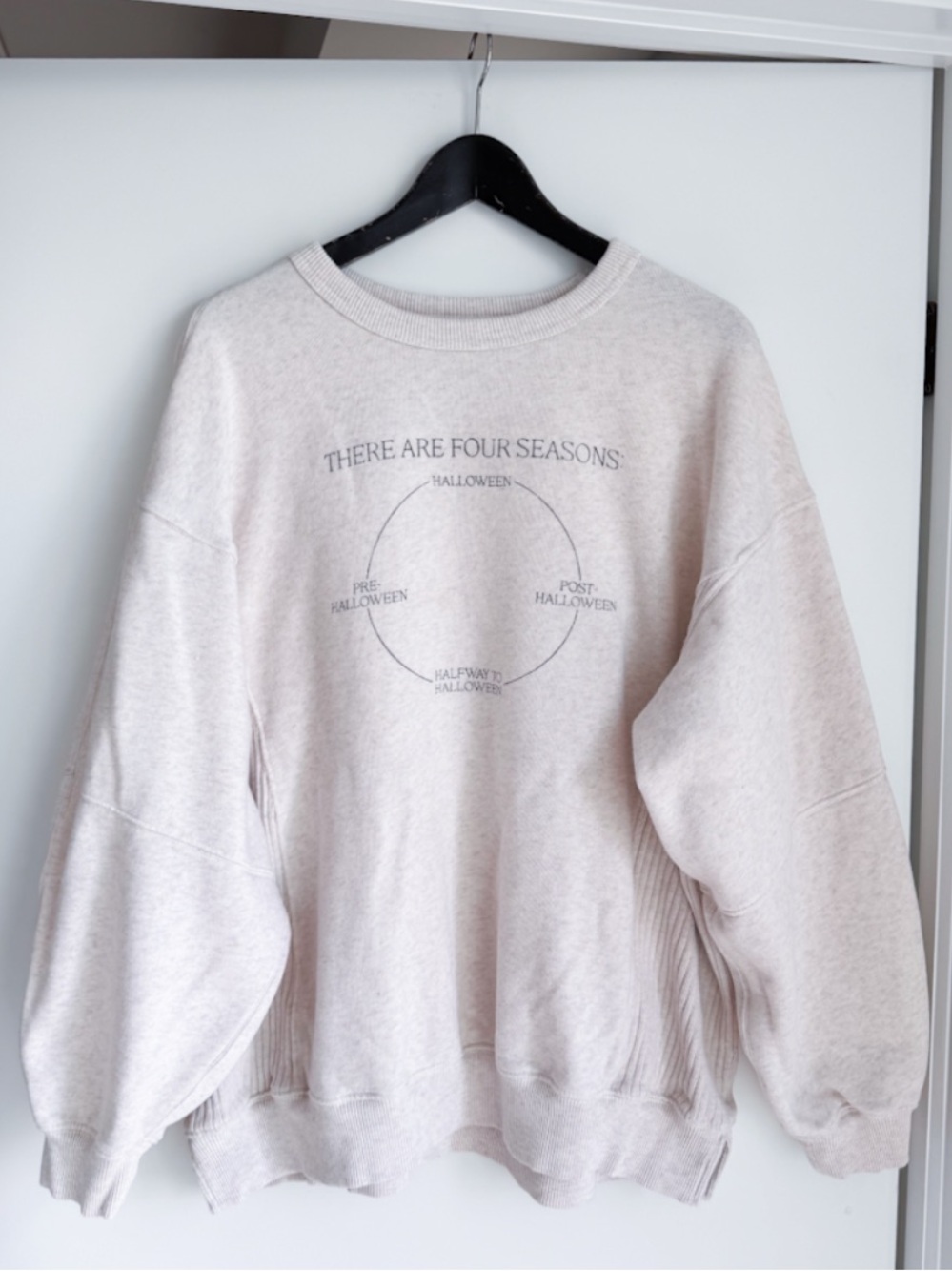 Aerie Oatmeal Heather Four Seasons Halloween Sweatshirt Medium Oversized